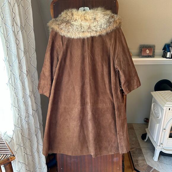 Vintage Highlander Leather winter coat Brown w/ Fur Collar M/L - Picture 8 of 15